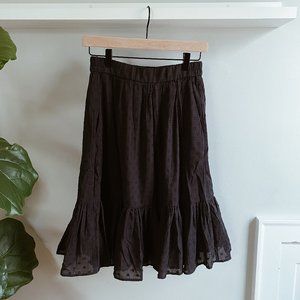 J.Crew Black Midi Skirt with Ruffle Hem
